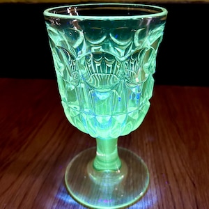 Set of 4 EAPG Glowing Flint Glass Bullseye and Broken Column Spill Holder, Early American Glasses, Thumbprint and Broken Cane