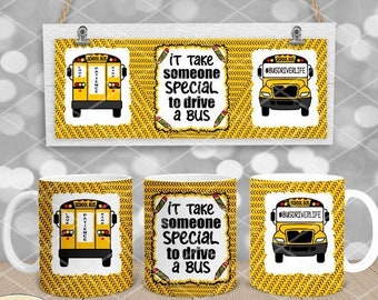 11oz, 12oz (Cricut mok pers) & 15oz bundel mok sublimatie PNG sjabloon 300 DPI, liefde geduld soort, het kost iemand speciaal om een bus te rijden
