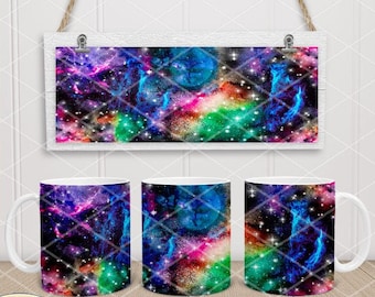 11oz, 12oz (Cricut mug Press) & 15oz Bundle Mug Sublimation PNG template, 300 DPI, Milky Way, Galaxy, Stars, Pattern Designs
