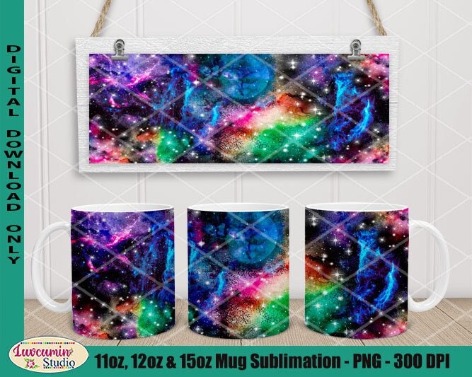 Outer Space Mug Design Sublimation Mugs Bundle Set of 6 Designs for 12 Oz  and 15oz Mugs Galaxy Coffee Cup Designs in Png 