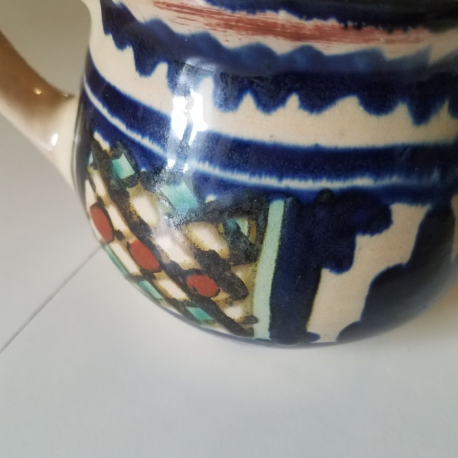 Vintage 1972 Romania Glazed Pottery Mug Large 14 ounce Etsy