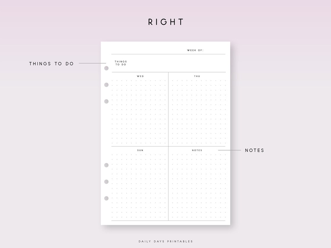 Undated Weekly Planner A5 Printable Weekly Planner Inserts A5 Week on ...