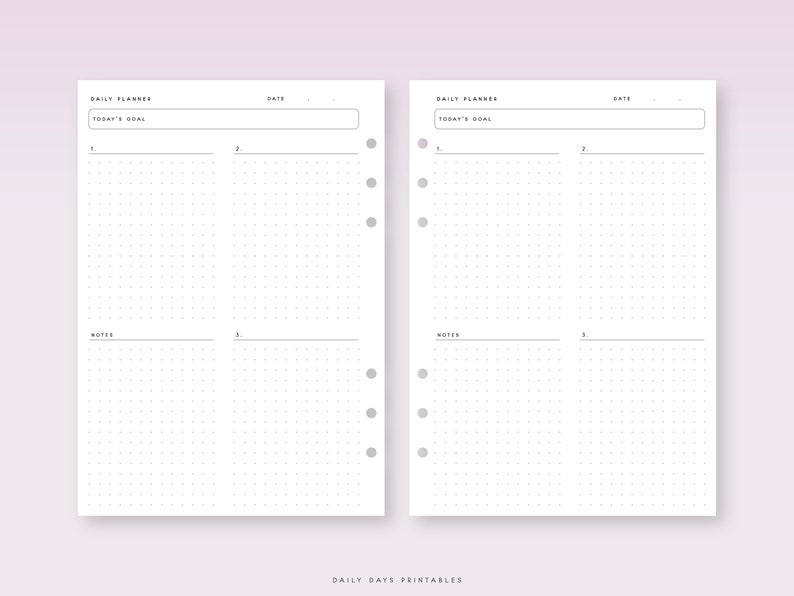 Undated Daily Planner A5 Printable Inserts Daily Planner Templates ...