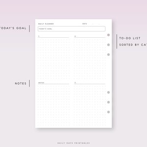 Undated Daily Planner A5 Printable Inserts Daily Planner Templates ...