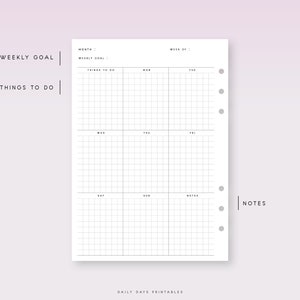 Undated Weekly Planner A5 Printable Week on One Page A5 - Etsy