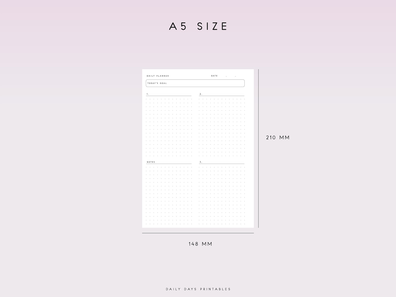 Undated Daily Planner A5 Printable Inserts Daily Planner Templates ...