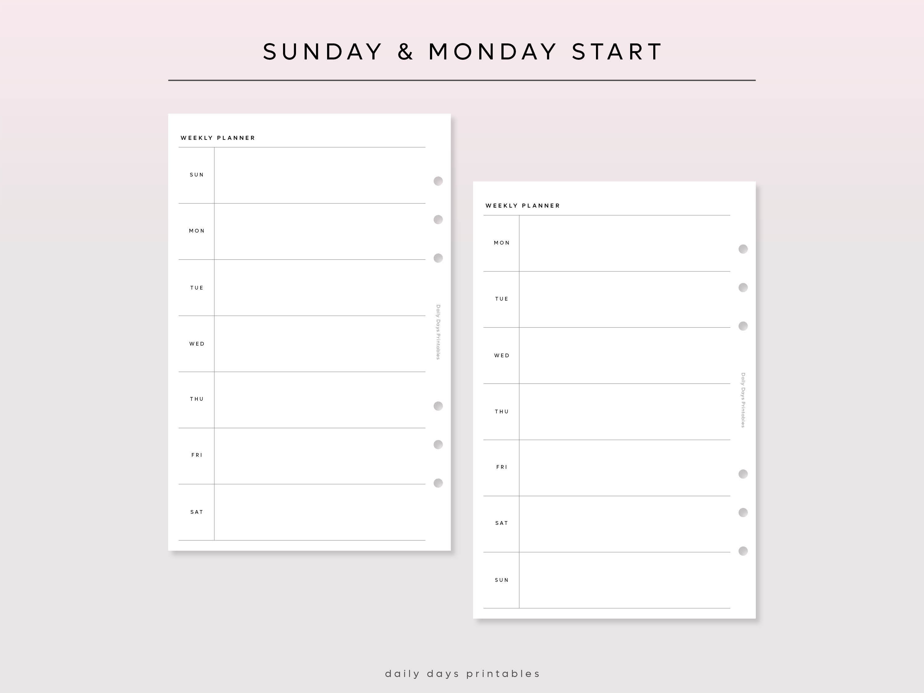 Printable Weekly Planner Half Letter Size Weekly Planner Inserts Half