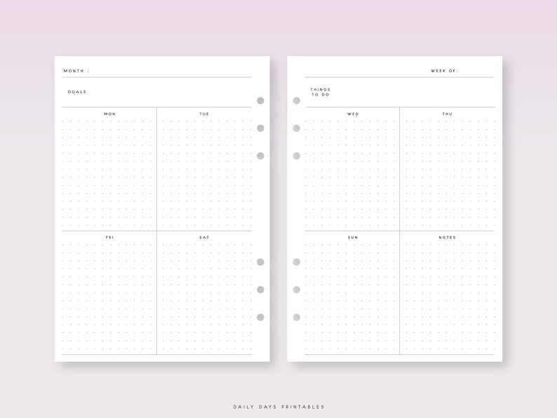 Undated Weekly Planner A5 Printable Weekly Planner Inserts A5 Week on ...