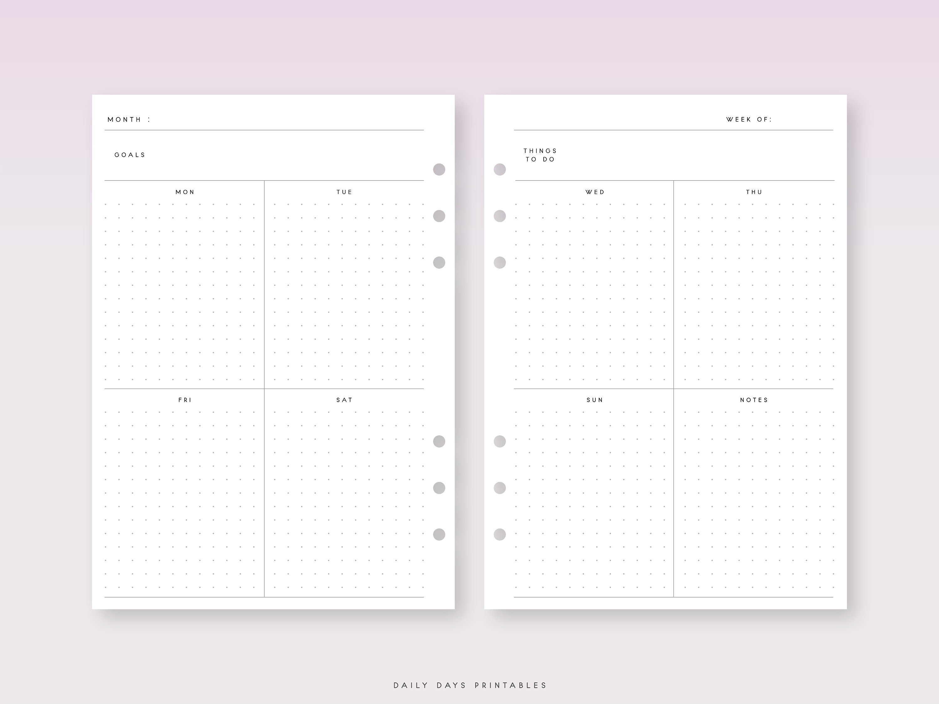 Undated Weekly Planner A5 Printable Weekly Planner Inserts A5 Week on ...