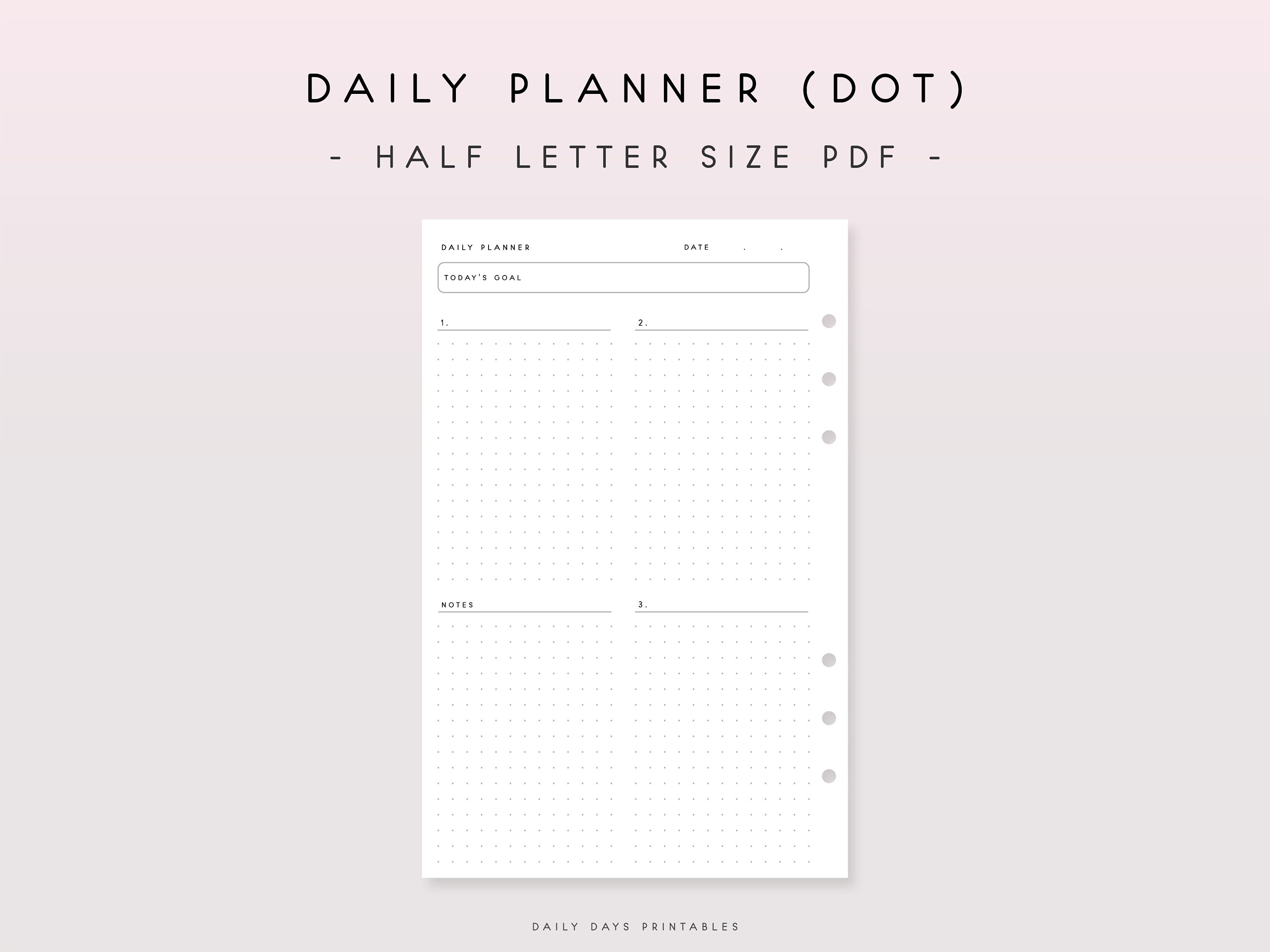 Daily Planner Printable Half Letter | Days Scheduler Inserts PDF ...