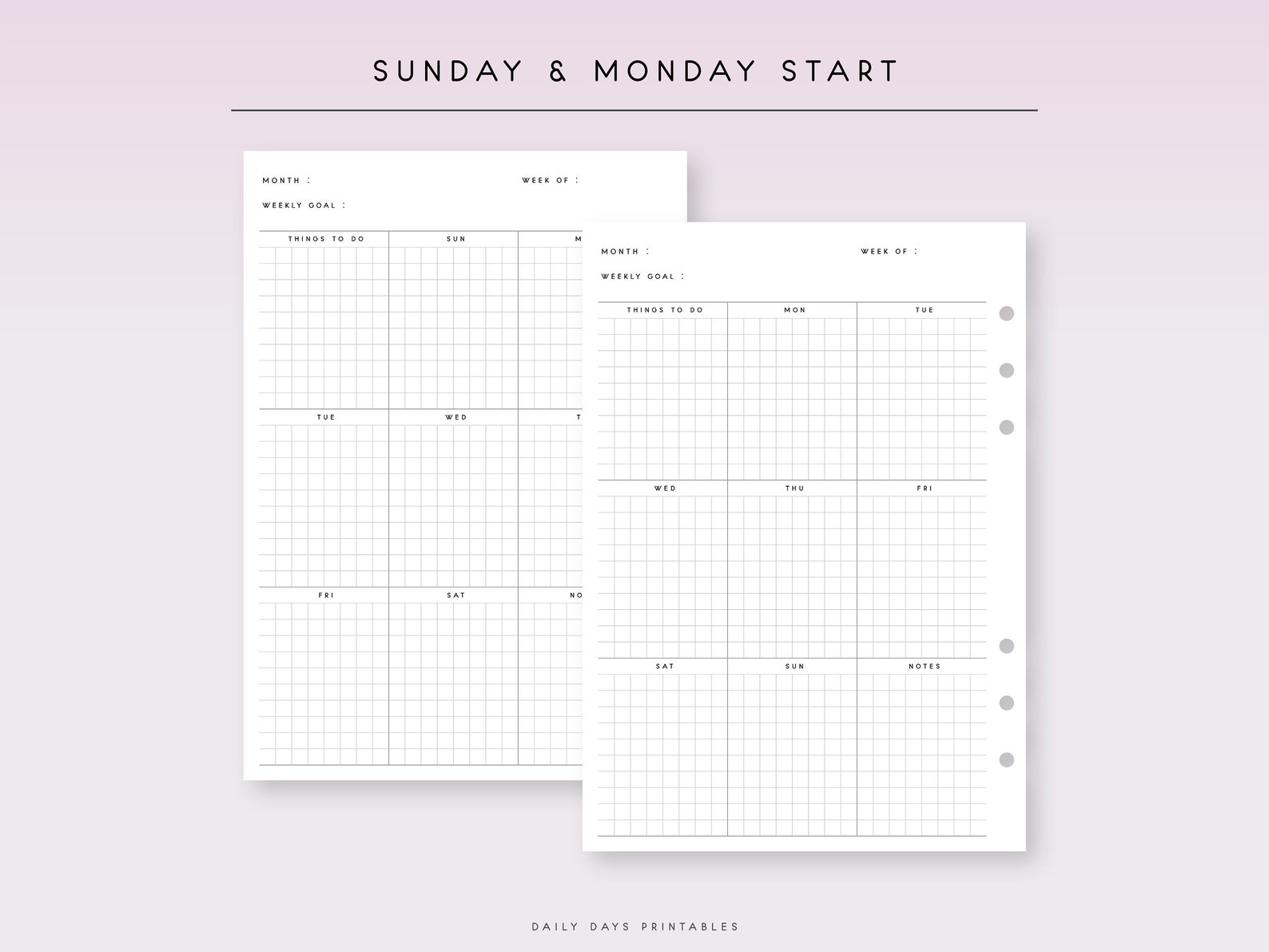 Undated Weekly Planner A5 Printable Week on One Page A5 - Etsy