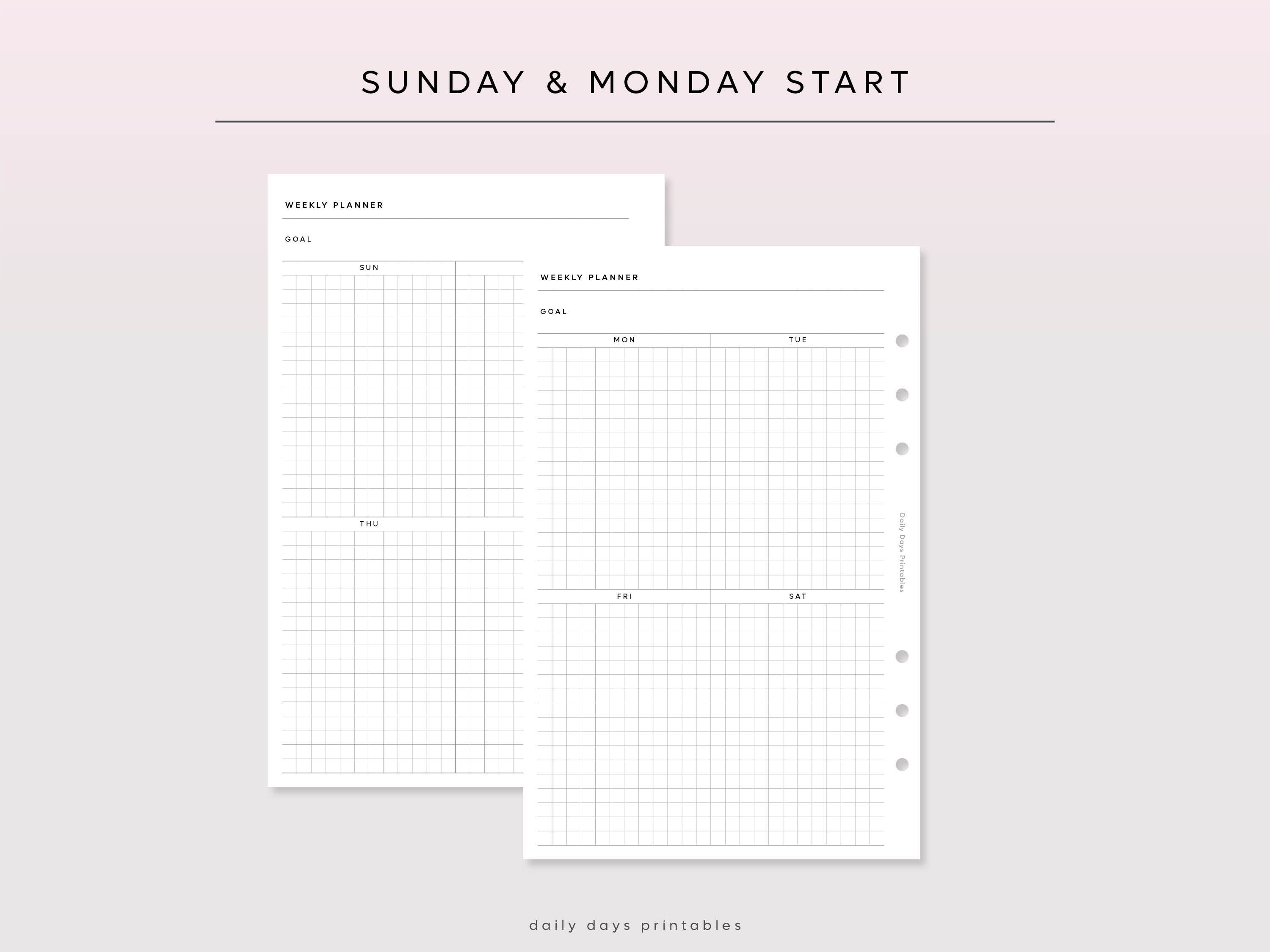 Printable Undated Weekly Planner Half Letter PDF Weekly Planner Inserts ...