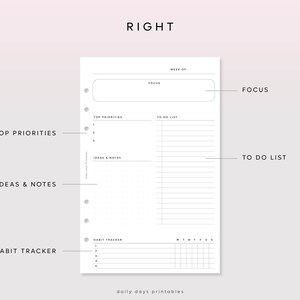 Printable Weekly Planner Half Letter Size | Weekly Planner Inserts Half ...