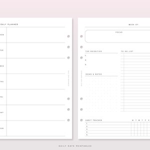 Printable Weekly Planner Half Letter Size Weekly Planner | Etsy