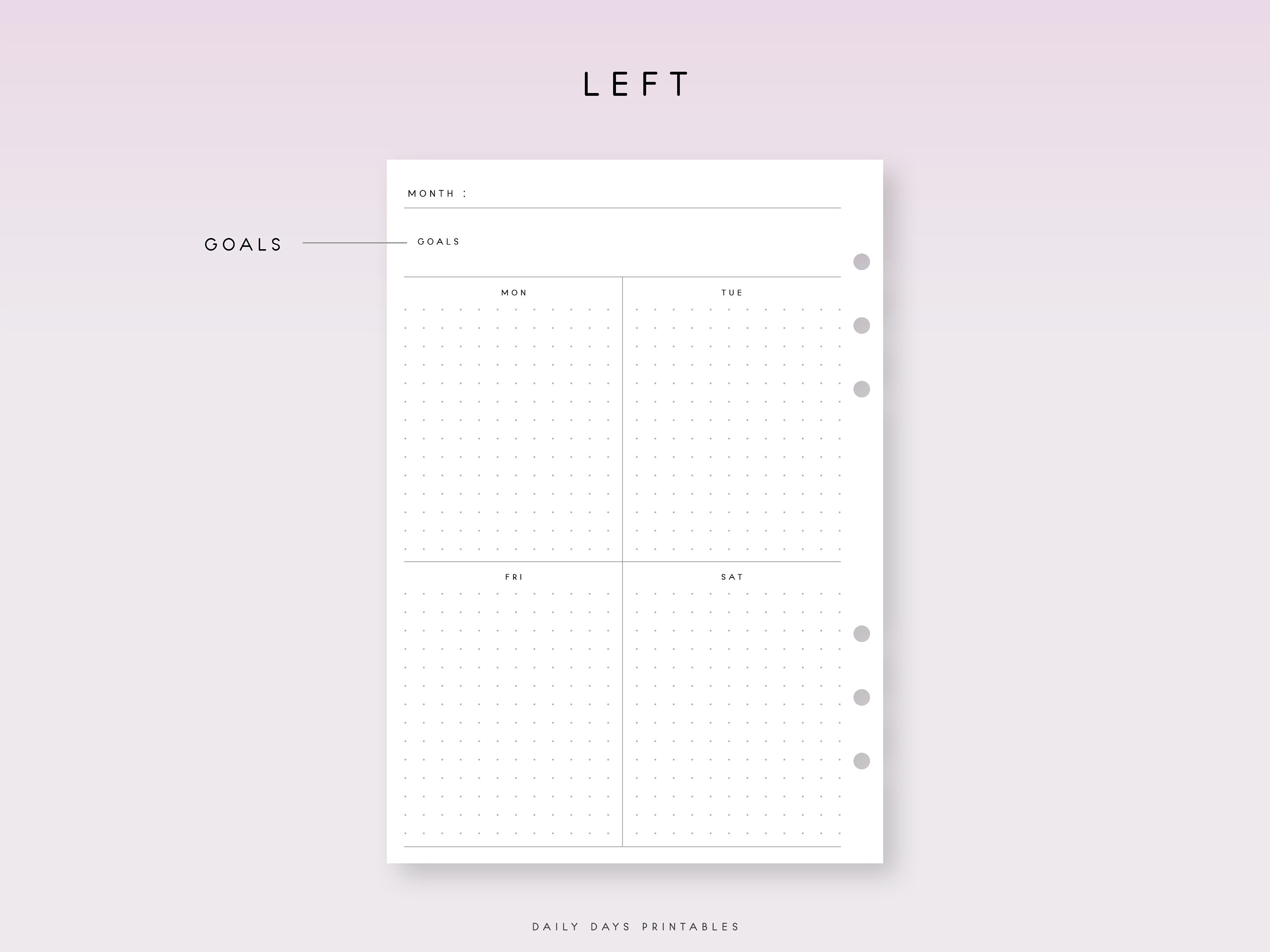 Undated Weekly Planner A5 Printable Weekly Planner Inserts A5 Week on ...
