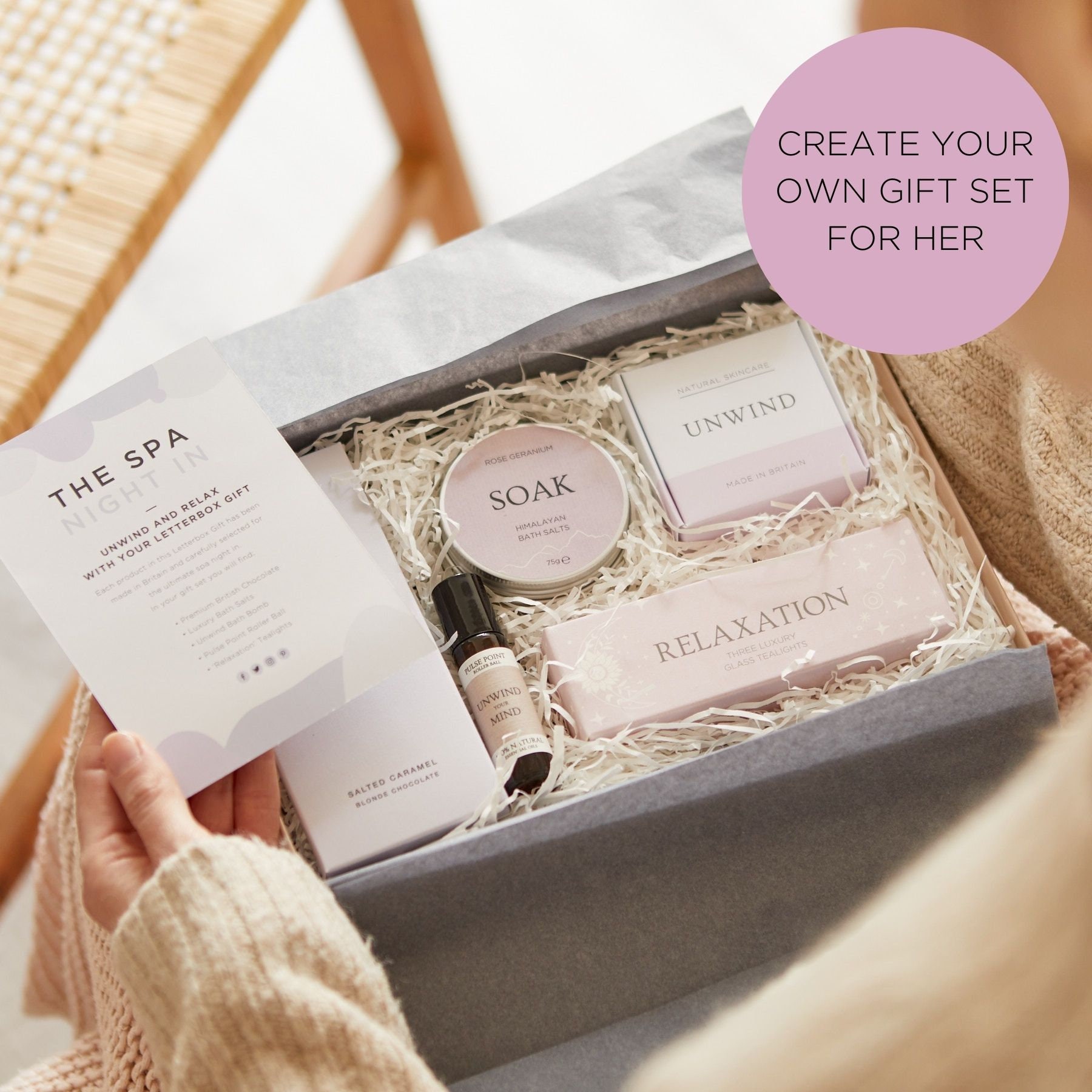 Create your own Gift Set for Her, Birthday gift for friend, Birthday Hampers, Pamper Box, Spa Gift Box, Care package for Her, Hug in a box