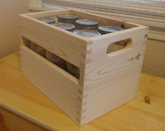 Stackable 1/2 Gallon Canning Jar - Wood Crate/Tote