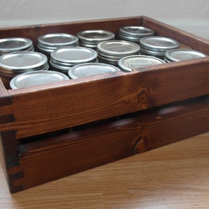 Wide-Mouth Pint Canning Jar Stack-able Wood Crate