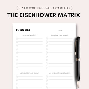 Eisenhower Matrix, Priority Printable, Decision Matrix, Priorities Planner, Weekly To-Do List, Daily To-Do List, Agenda, Instant Download