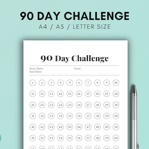 Printable 90 Day Habit Tracker, 90 Days Challenge, Minimal Habit Tracker, Daily Goal Planner, Goal Setting, Passion Tracker, Quarterly Plan image 1