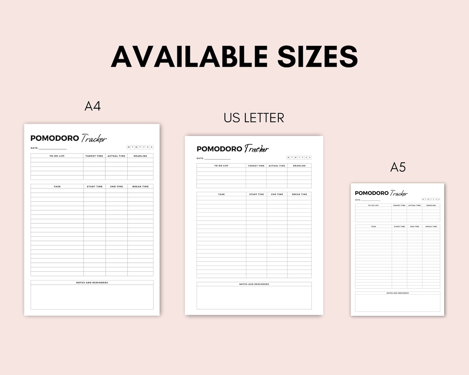Printable Pomodoro Tracker, Pomodoro Technique Planner, Project Planner ...