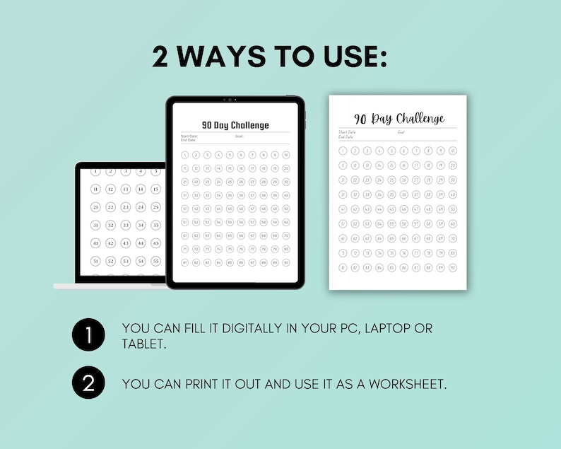 Buy Printable 90 Day Habit Tracker 90 Days Challenge Minimal Habit