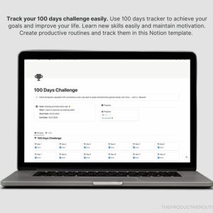 100 Days Challenge Notion Template, Minimalistic Habit Tracker ...