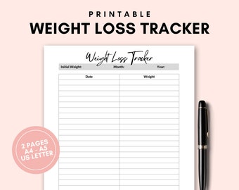 Printable Minimalistic and Simple Weight Loss Tracker, 365 Day Weight Tracker, Timeless, No Date, Fitness Tracker, Diet Health Tracker