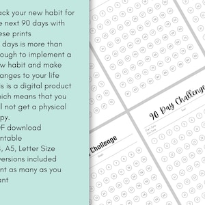 Printable 90 Day Habit Tracker, 90 Days Challenge, Minimal Habit Tracker, Daily Goal Planner, Goal Setting, Passion Tracker, Quarterly Plan image 4