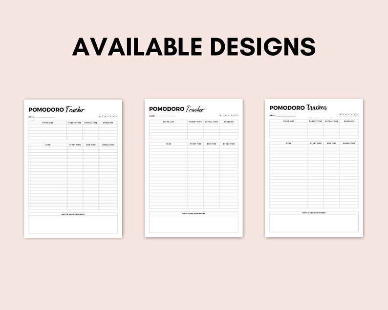 Printable Pomodoro Tracker, Pomodoro Technique Planner, Project Planner ...