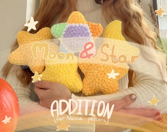 ADDITION to the Nessie Monster crochet pattern-learning: Moon & Star