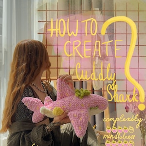 Pattern-Learning for crocheting Cuddly Shark Monster in Strawberry design