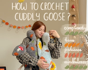 Pattern-Learning for crocheting Cuddly Autumn Goose Monster from fluffy yarn