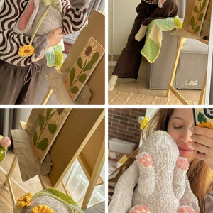 Pattern-Learning for crocheting Cuddly Bunny Monster with three Floral Bow designs zdjęcie 6