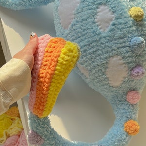 Pattern-Learning for crocheting Cuddly Rainbow Dragon Nessie Monster from fluffy yarn image 10