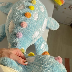 Pattern-Learning for crocheting Cuddly Rainbow Dragon Nessie Monster from fluffy yarn image 8