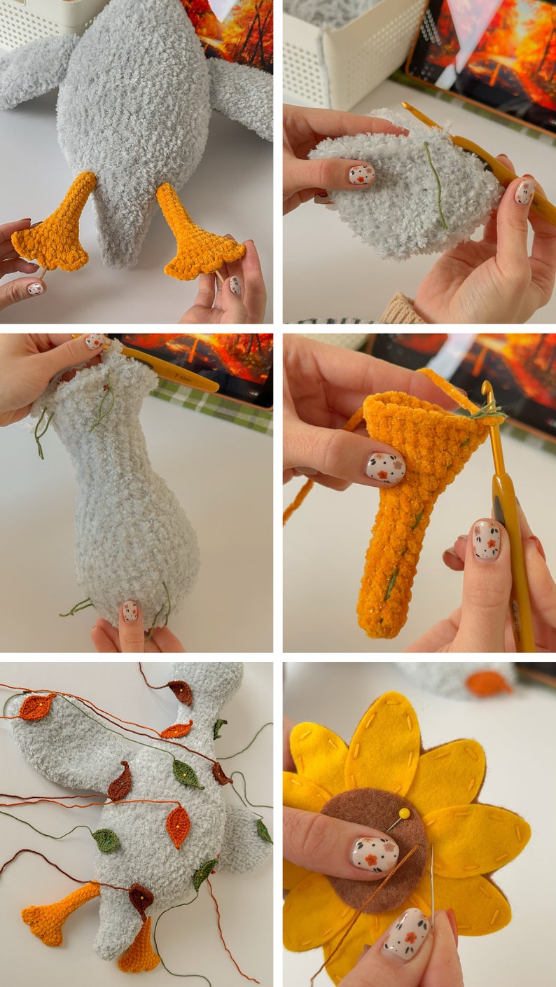 Pattern-Learning for crocheting Cuddly Autumn Goose Monster from fluffy yarn image 10