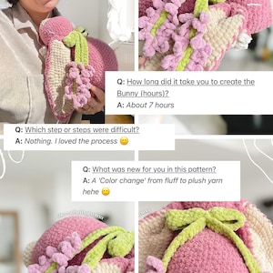 Apprentissage de patrons pour crocheter un monstre lapin câlin avec trois motifs de nœuds floraux image 9