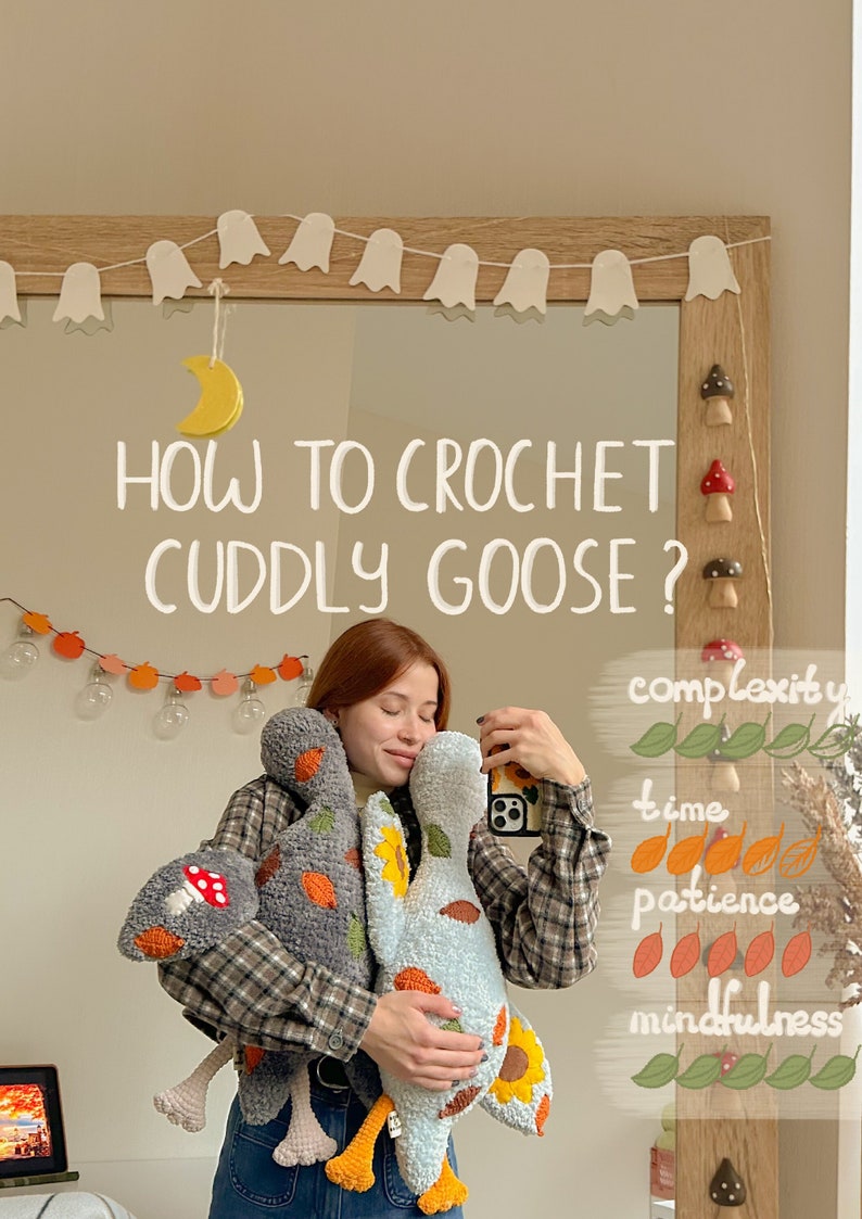 Pattern-Learning for crocheting Cuddly Autumn Goose Monster from fluffy yarn image 1