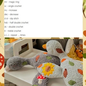 Pattern-Learning for crocheting Cuddly Autumn Goose Monster from fluffy yarn image 7