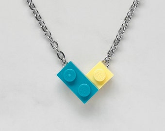 Herz-Halskette aus LEGO® Farben Sie wählen | SILBER 16in Kette | kleines Herz, 1x2 Steine | Fidget Schmuck |