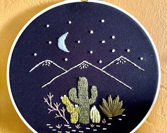 Embroidery Hoop Art, Wall Hanging, Plant Wall Décor, Office Gift, Housewarming Gift, Handmade Embroidered Wall Art