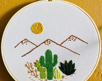 Embroidery Hoop Art, Wall Hanging, Plant Wall Décor, Office Gift, Housewarming Gift, Handmade Embroidered Wall Art