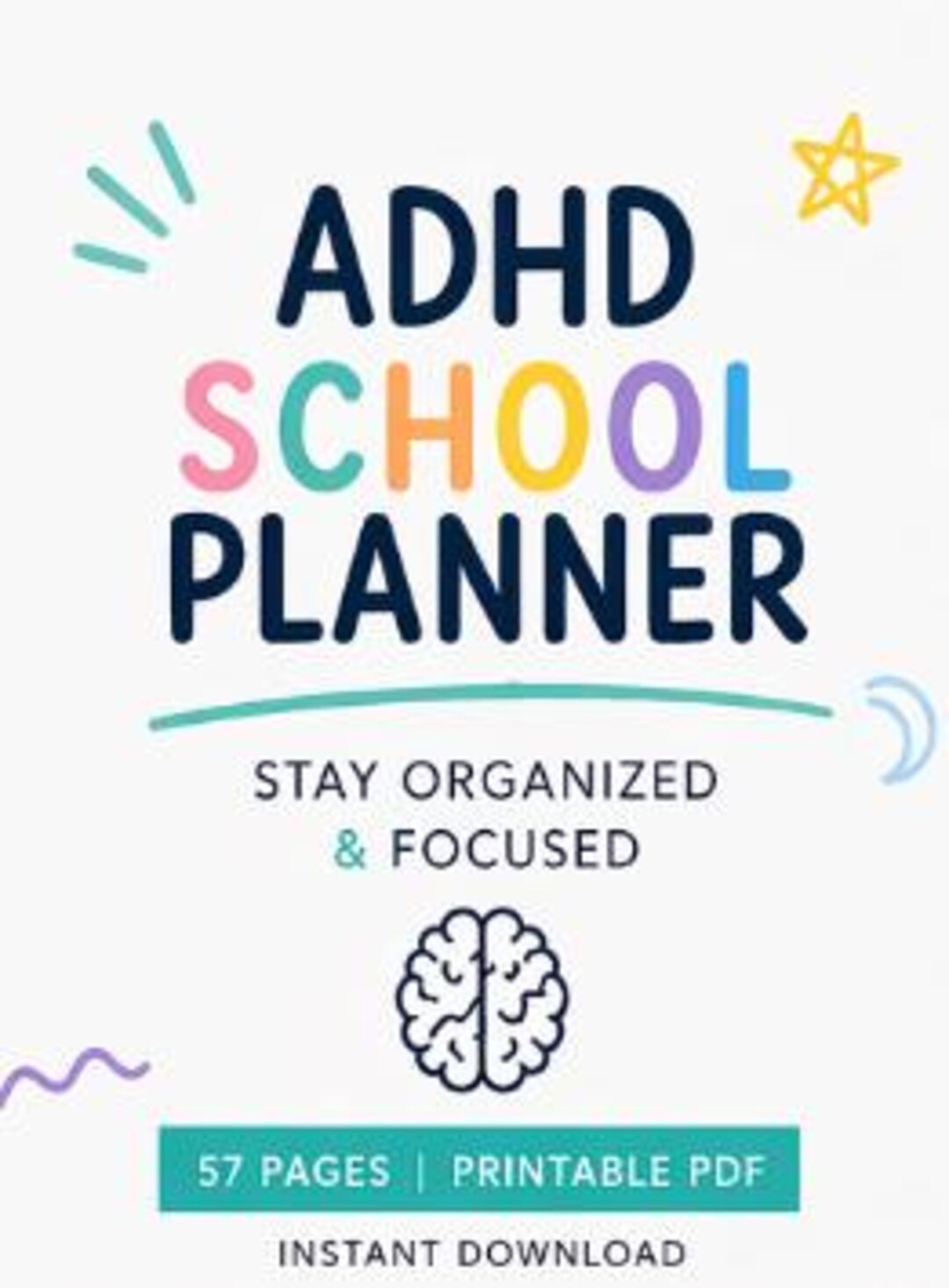 ADHD School Planner PDF | Student Planner & Study Tracker - Etsy