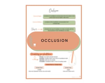 Dental Hygiene Occlusion Study Sheet- Digital Download