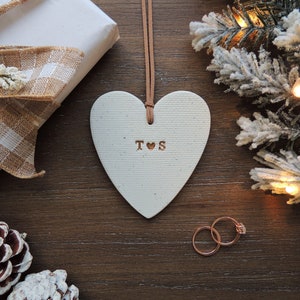 Personalized Couple Heart Ornament | Gift for the Couple | Unique Engagement Gift | Initials Ornament | Family Ornament | Wedding Gift