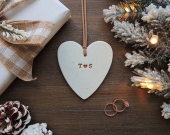 Personalized Couple Heart Ornament: Christmas keepsake