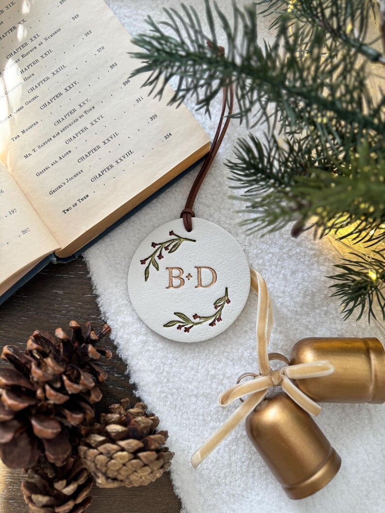 Handpainted Couple Ornament: Personalized Engagement Gift image 3