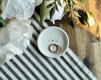 Personalized Ring Dish: Cursive Initials Couple Gift