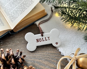 Custom Dog Bone Christmas Ornament | Personalized Pet Memorial